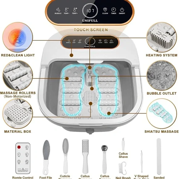 🦶 Collapsible Foot Spa Bath – Touch Screen, Massage & Pedicure Kit - Picture 3 of 6